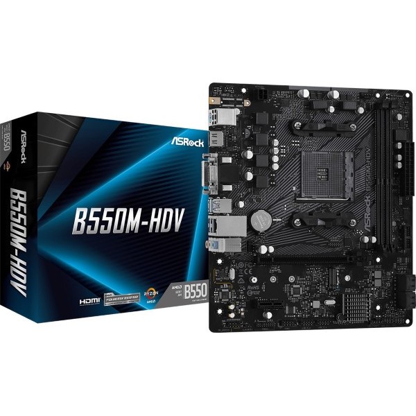 ASRock B550M-HDV Micro ATX Anakart AMD AM4 Ryzen, DDR4, Hyper M.2 SSD, HDMI