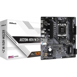 ASRock A620M-HDV/M.2+ Micro ATX Anakart AMD AM5 Ryzen 8000 ve 7000, DDR5, 2x M.2 SSD, AMD Expo, USB Type-C