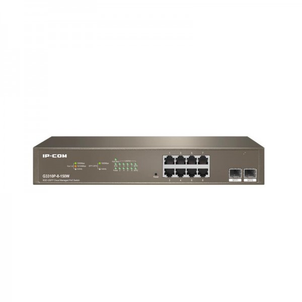 IP-COM G3310P-8-150W 8 PORT GIGABIT + 2X1GB SFP UPLINK CLOUD YÖNETİLEBİLİR RACKMOUNT 130W POE SWITCH