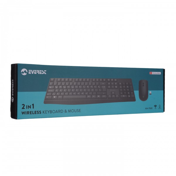 EVEREST KM-7500 SİYAH KABLOSUZ Q MULTİMEDYA KLAVYE MOUSE SET