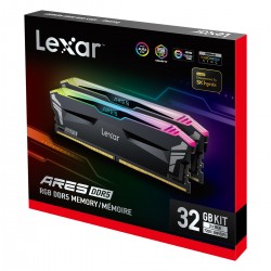 LEXAR ARES RAM DT GAMING DDR5 UDIMM 32GB KIT (2X16GB) 288PIN 7200 CL34 1.4V MEMORY WITH HEATSINK AND RGB LIGHTING DUAL PACK BLACK COLOR LD5U16G72C34LA-RGD