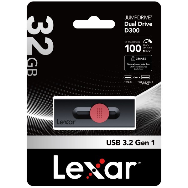 LEXAR 32GB LJDD300032G-BNBNG USB BELLEK DUAL TYPE-C AND TYPE-A USB 3.2 FLASH DRIVE UP TO 100MB/S READ