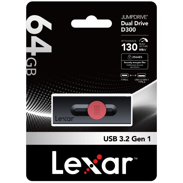 LEXAR 64GB LJDD300064G-BNBNG USB BELLEK DUAL TYPE-C AND TYPE-A USB 3.2 FLASH DRIVE UP TO 130MB/S READ