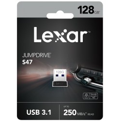 LEXAR 128GB LJDS47-128ABBK USB BELLEK JUMPDRIVE USB 3.1 S47 128GB BLACK PLASTIC HOUSING UP TO 250MB/S