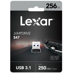 LEXAR 256GB LJDS47-256ABBK USB BELLEK JUMPDRIVE USB 3.1 S47 256GB BLACK PLASTIC HOUSING UP TO 250MB/S