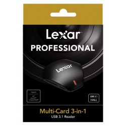 LEXAR LRW500URB MULTI-CARD 3-IN-1 USB 3.1 TYPE-C READER SUPPORTS CF / SD MICRO SD UHS-II CARDS