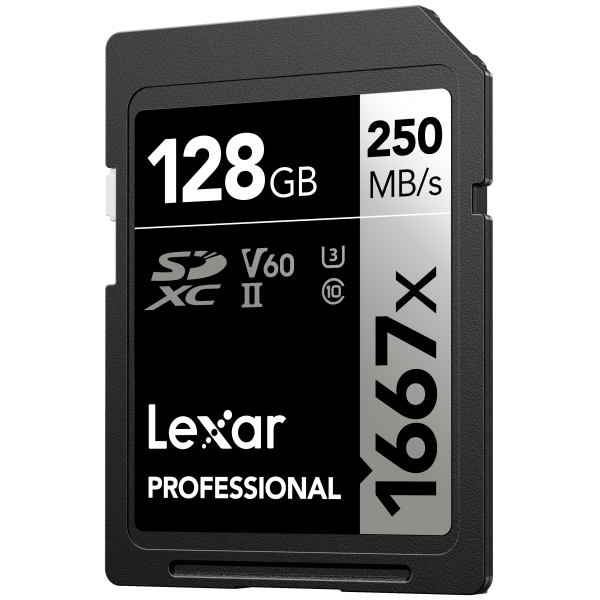 LEXAR 128GB LSD128CB1667 SDXC PROFESSIONAL 1667X SDXC UHS-II CARDS 250MB/S READ 120MB/S WRITE C10 V60 U3