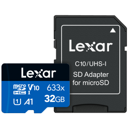 LEXAR 32GB LSDMI32GBB633A 633X MIKRO SDHC UHS-I WITH SD ADAPTER 100MB/S OKUMA 20MB/S YAZMA C10 A1 V10 U1