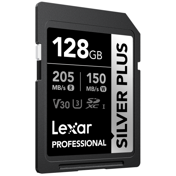 LEXAR 128GB LSDSIPL128G-BNNNG SD PROFESSIONAL SILVER PLUS SDXC UHS-I CARDS UP TO 205MB/S READ 150MB/S WRITE C10 V30 U3