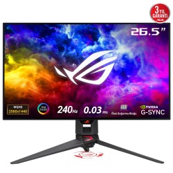 ASUS ROG SWIFT OLED  PG27AQDM 26,5 GAMING OLED EKRAN 2K FREESYNC VE G-SYNC UYUMLU 2560 X 1440 0.03MS 240HZ DP HDMI USB VESA 2YIL EYECARE YUKSEKLIK AYARI PIVOT HDR 99% DCI-P3 10BIT MONITOR