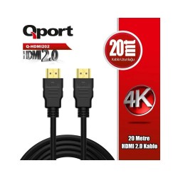 QPORT (Q-HDMI202) ALTIN UCLU 20M 4K HDMI2.0 KABLO...