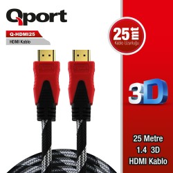 QPORT (Q-HDMI25) ALTIN UCLU 25M HDMI KABLO