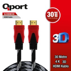 QPORT (Q-HDMI30) ALTIN UCLU 30M HDMI KABLO