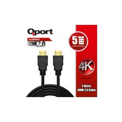 QPORT (Q-HDMI52) ALTIN UCLU 5M 4K HDMI2.0 KABLO...