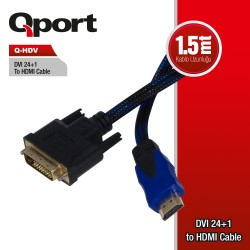 QPORT (Q-HDV) DVI-D (24+5) TO HDMI 1.5MT CEVIRICI