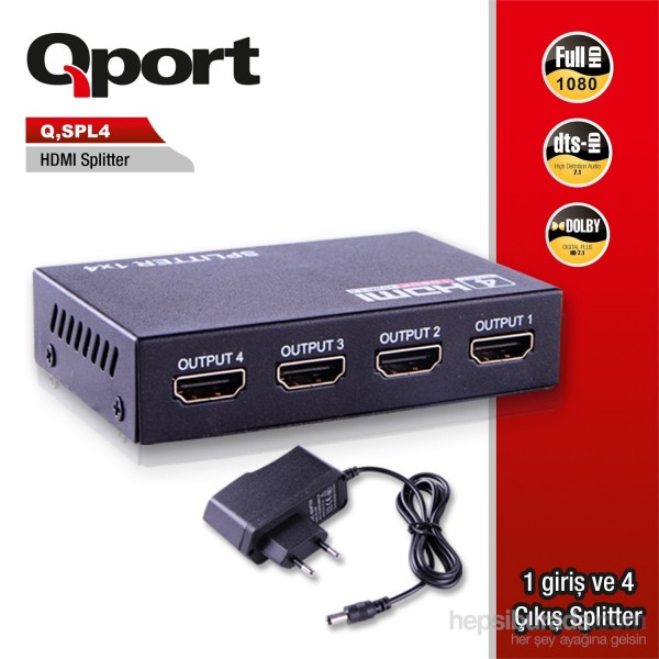 QPORT (Q-SPL4) FULL HD 1 GIRIS 4CIKIS HDMI SPLITTER (SINYAL ...