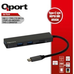QPORT (Q-UC204) USB3.0 TO 4 PORT USB COKLAYICI