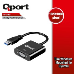 QPORT (Q-UVG) USB 3.0 TO VGA CEVIRICI...