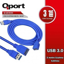 QPORT USB3.0 3MT UZATMA KABLOSU (Q-UZ3030)...