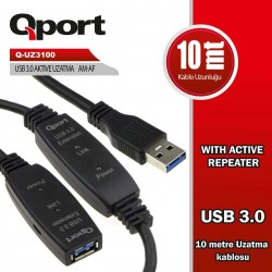 QPORT USB3.0 10MT UZATMA KABLOSU YENILEYICI (Q-UZ3100)...