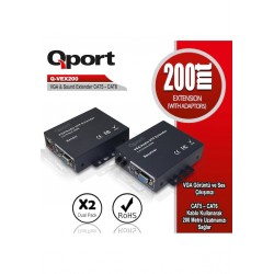 QPORT (Q-VEX200) 200 METRE CAT5/CAT6 VGA EXTENDER DONUSTURUC...