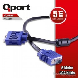 QPORT Q-VGA5 5M 15PIN VGA KABLO...