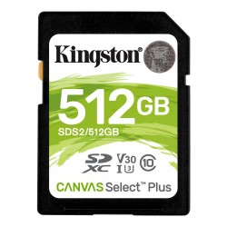 KINGSTON SDS2 512GB SDXC CANVAS SELECT PLUS 100R C10 UHS-I U3 V30 SD HAFIZA KARTI