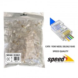 SPEED SP U100 D CAT6 YENİ NESİL DELİKLİ RJ45 KONNEKTÖR 100 ADET