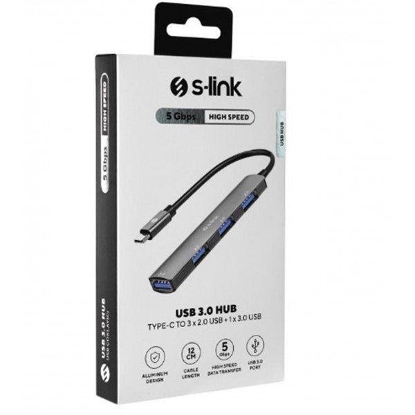 S-LINK SW-U324 3*USB2.0, 1*USB3.0 TYPE-C METAL USB HUB ÇOKLAYICI