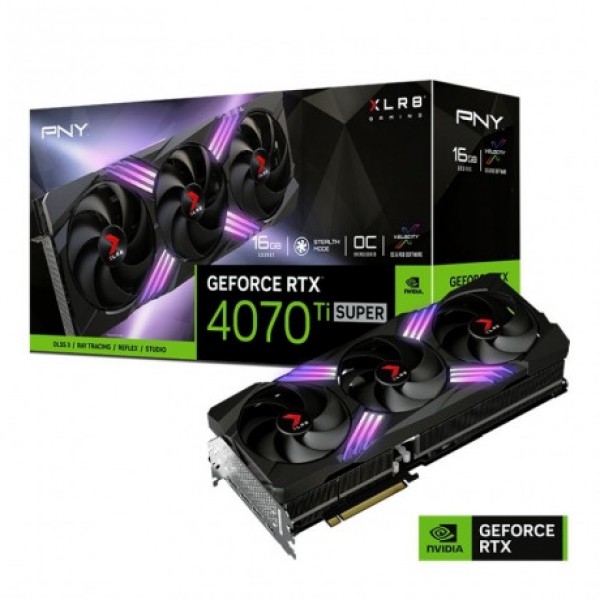 PNY RTX 4070 Ti SUPER RGB 16GB XLR8 Gaming VERTO OC EPIC-X GDDR6X 256Bit (VCG4070TS16TFXXPB1-O)