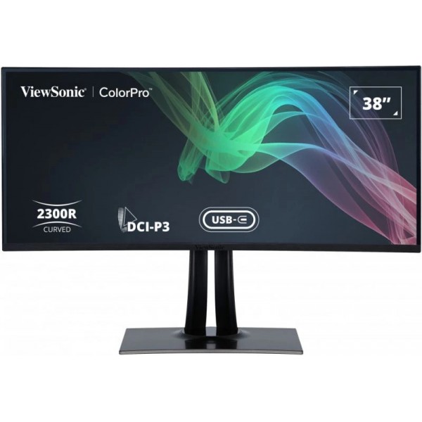 VIEWSONIC VP3881A PROFESYONEL MONITOR 37.5 5MS 60HZ IPS 3840X1600 WQHD+ 300 HDMI DP USB TYPE C DCI-P3 PANTONE 21:9 20M:1 1.07B HOPARLOR RJ45 3 KENAR CERCEVESIZ 2300R KAVIS KALIBRASYON FLICKER FREE MAVI ISIK FILTRESI TILT SWIVEL YUKSEKLIK AYARI VESA