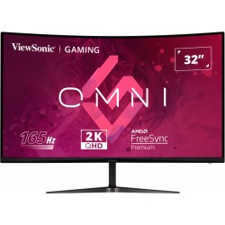 VIEWSONIC VX3218C-2K GAMING MONITOR 31,5 1ms 165Hz VA 2560x1440 2K 250 HDMI DP 16:9 80M:1 16.7M HOPARLOR 3 KENAR CERCEVESIZ 1500R KAVIS FREESYNC PREMIUM FLICKER FREE MAVI ISIK FILTRESI TILT VESA