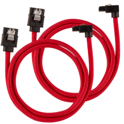 CORSAIR CC-8900284 PREMIUM SLEEVED SATA 6GBPS 60CM 90° CONNECTOR CABLE — RED
