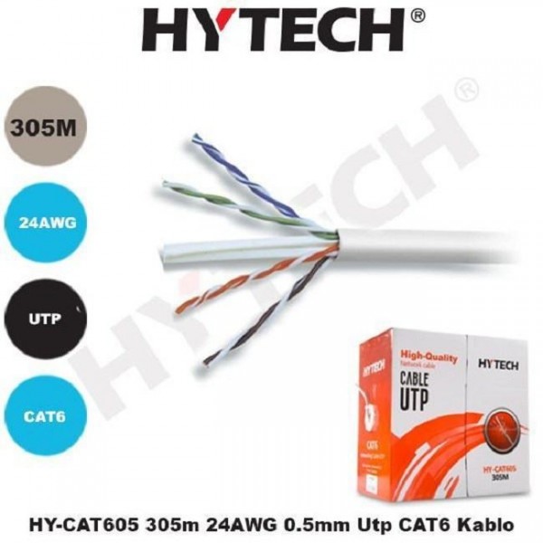 HYTECH HY-CAT600 305M 25AWG 0.45MM UTP CAT6 KABLO